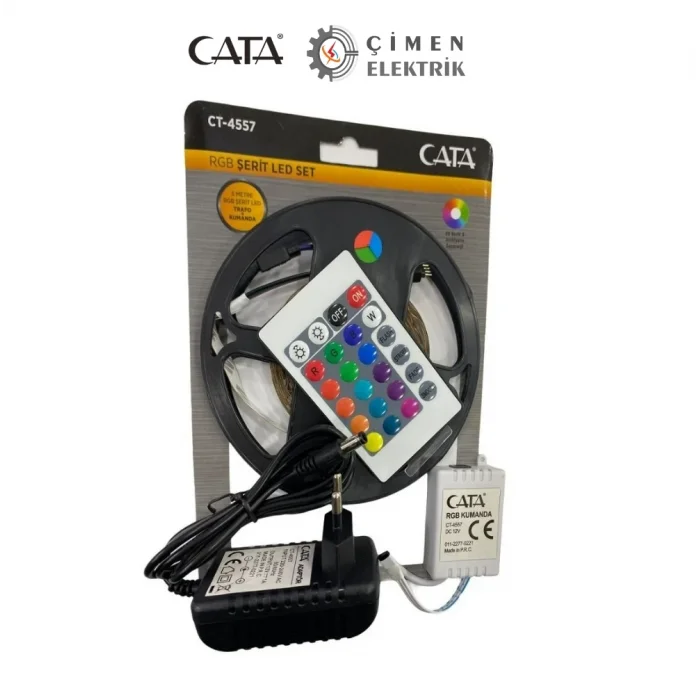 BUĞZ CATA CT 4557 Rgb Şerit Led Set 5 Mt Rgb Led 3 Renk+Trafo+ Kumanda