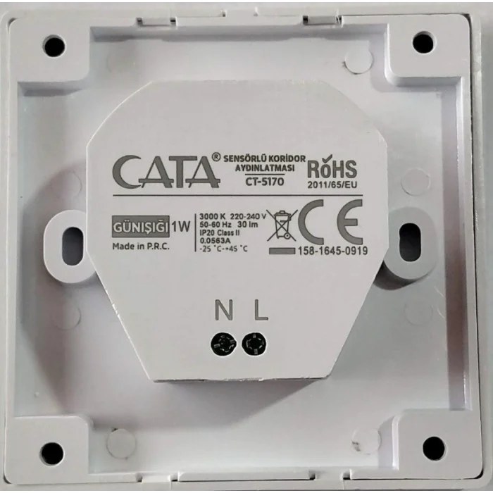 CATA CT 5170 1W Beyaz Kasa Sensörlü Koridor Aydınlatması 6400K Beyaz Işık