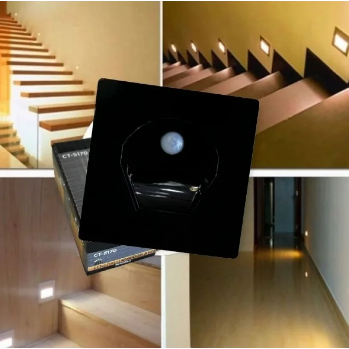  CATA CT 5170 1W Siyah Kasa Sensörlü Koridor Aydınlatması 6400K Beyaz Işık