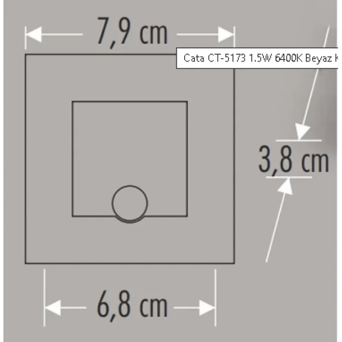  CATA CT 5183 1.5 W Radar Sensörlü Kare Koridor Aydınlatması 6400K Beyaz Işık