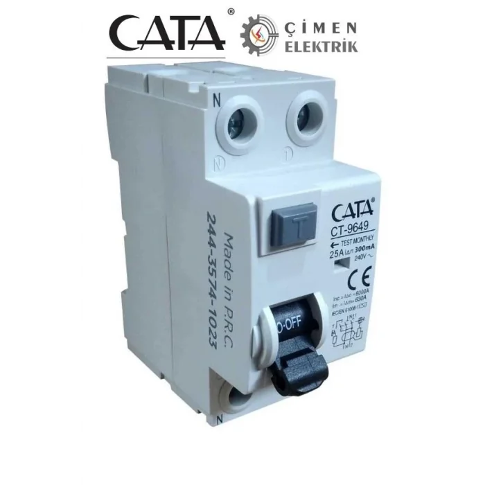  CATA CT 9649 2X25A 300Ma 6Ka Monofaze Kaçak Akım Rölesi