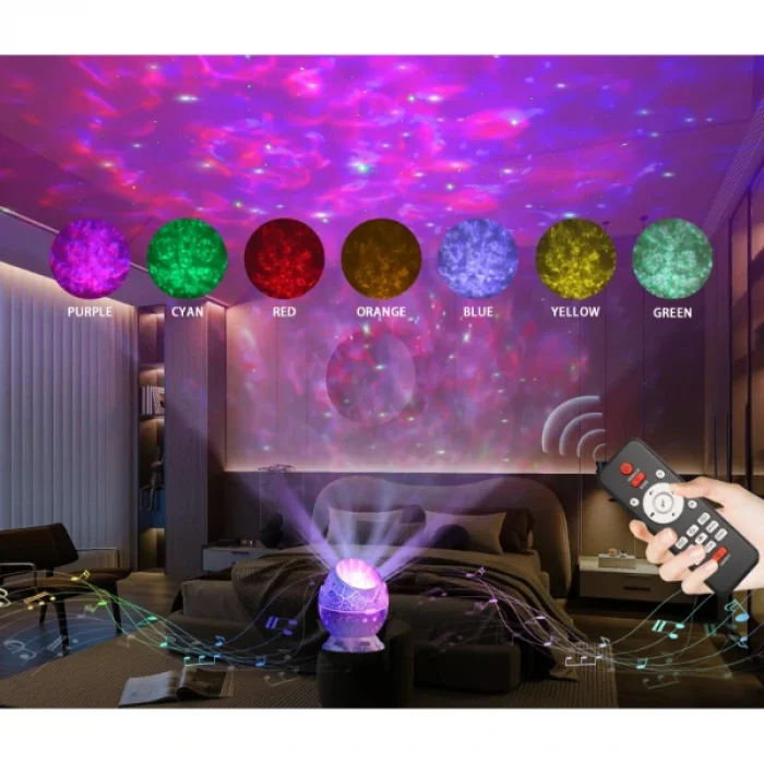 BUĞZ Çatlak Dinozor Yumurtası Tasarımlı Projektörlü Gece Lambası Bluetooth Özellikli