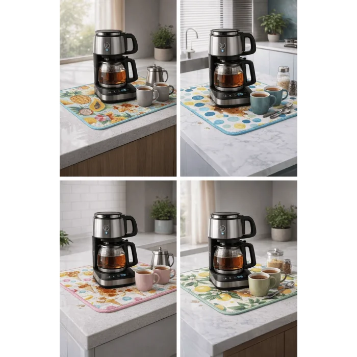 BUĞZ Çay Matı Çay Makinesi % 100 Mikrofiber Altlığı Su Emici Tezgah Koruyucu Kurulama Matı