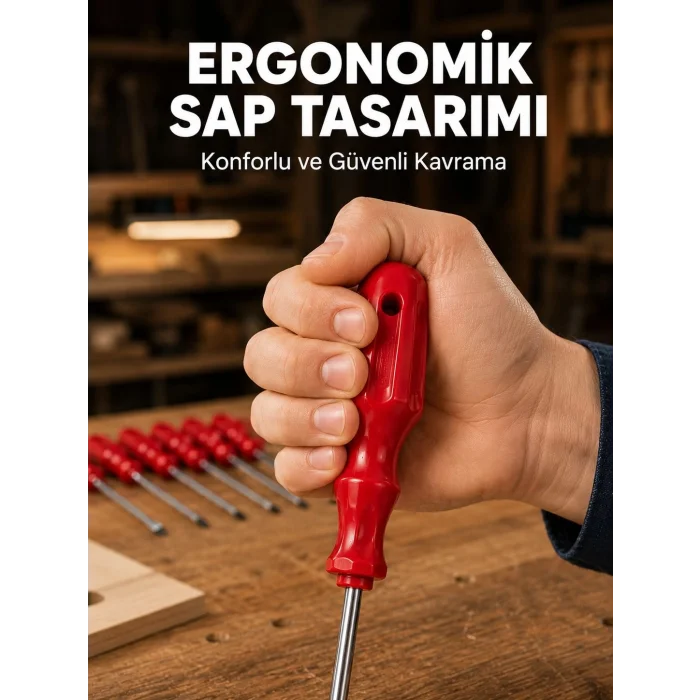 BUĞZ Çelik 7li Tornavida Seti Ergonomik Sap Profesyonel Kullanım