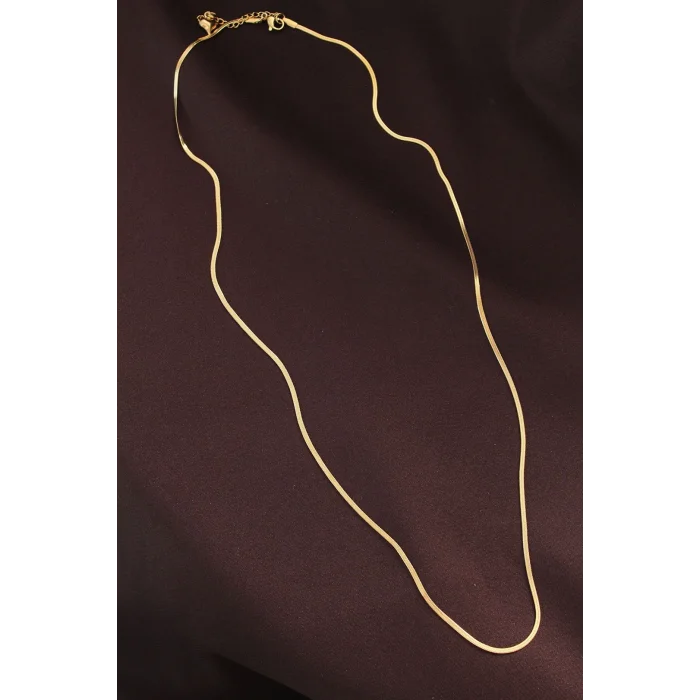 BUĞZ Çelik Gold Renk 60 cm İnce İtalyan Zincir Kolye