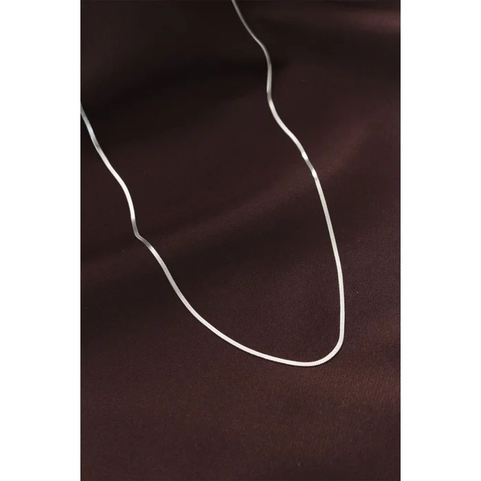 BUĞZ Çelik Gümüş Renk 60 cm İnce İtalyan Zincir Kolye
