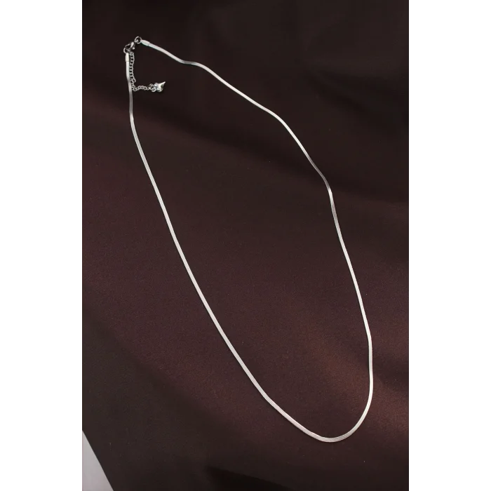 BUĞZ Çelik Gümüş Renk 60 cm İnce İtalyan Zincir Kolye
