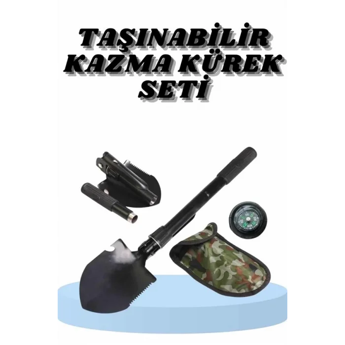 BUĞZ Çelik Katlanır Fonksiyonel Kamp Kazma Kürek Ve Kesme Aleti Seti Küçük Kazma Kürek Seti