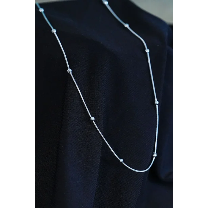 BUĞZ Çelik Kolye Dorika Model Zincir Gümüş Renk