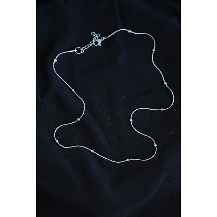 BUĞZ Çelik Kolye Dorika Model Zincir Gümüş Renk