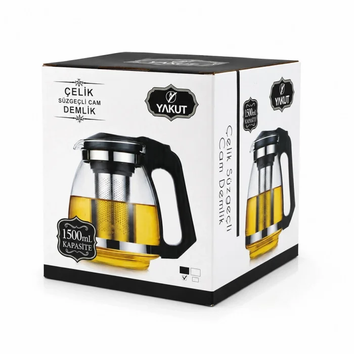 BUĞZ Çelik Süzgeçli Cam Demlik 1500ml Bx40