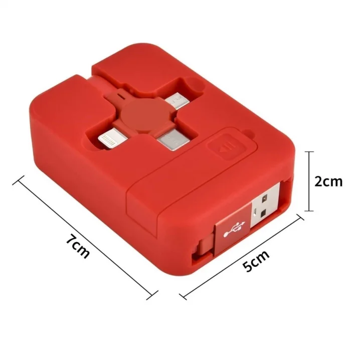  Cep Tipi Telefon Tutuculu Makaralı Uzayıp Kısalabilen 3ü 1 Arada USB Şarj Kablosu