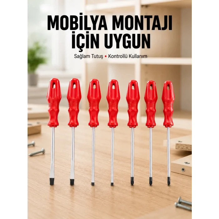 BUĞZ Çeşitli Vidalama İşleri İçin 7li Tornavida Takımı