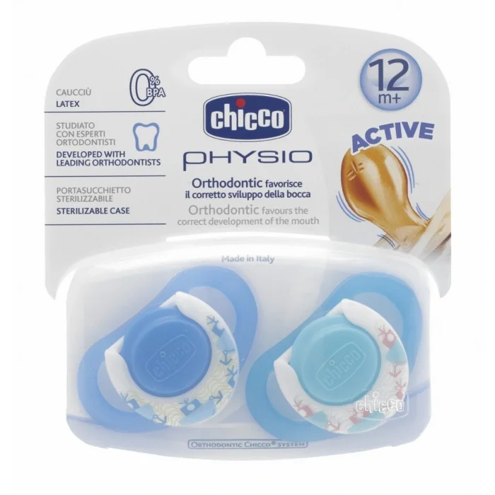 BUĞZ Chicco 2 li Physio Kauçuk Emzik 12 ay+ Erkek