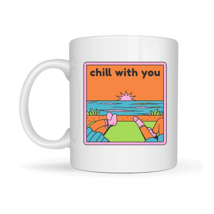 BUĞZ Chill With You Tasarımlı Porselen Kupa – Model 35 - Sıcacık Anlar İçin Özel Tasarım Kahve Kupası