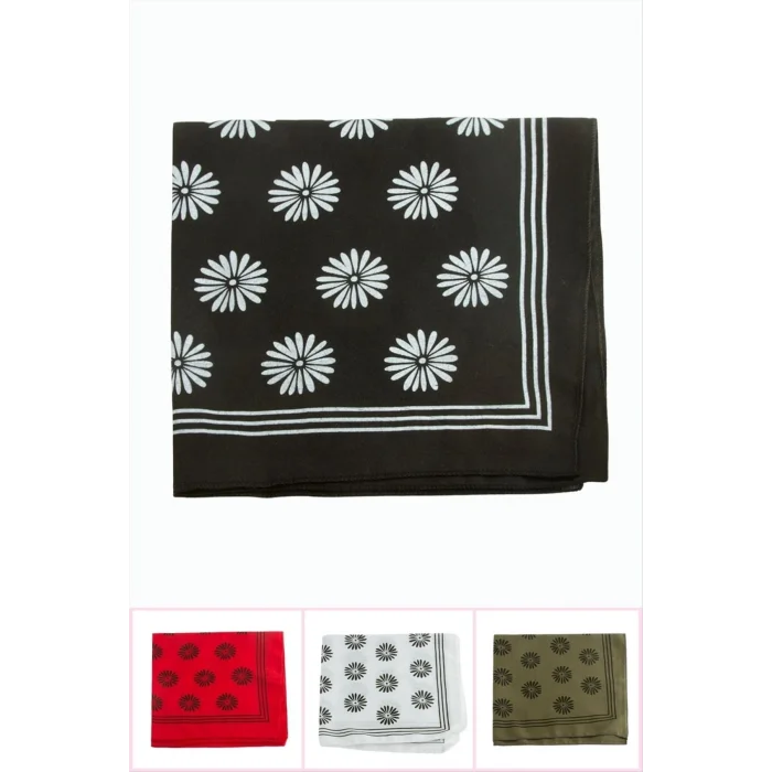 BUĞZ Çiçek Desenli Keten Bandana 50*50