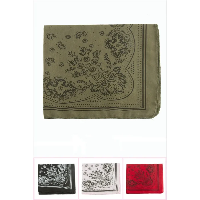 BUĞZ Çiçek Desenli Keten Bandana 50*50