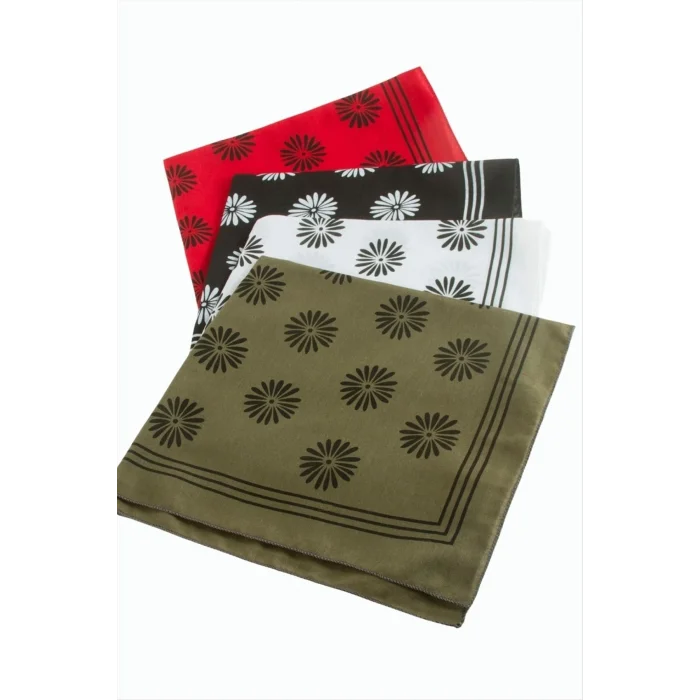 BUĞZ Çiçek Desenli Keten Bandana 50*50