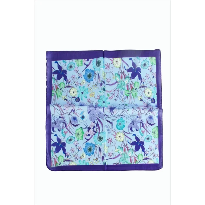 BUĞZ Çiçek Desenli Mor Renkli Zr Şifon Fular 50*50 cm