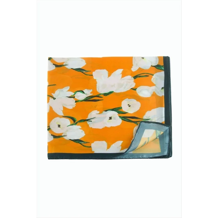 BUĞZ Çiçek Desenli Zr Şifon Fular 50*50 cm