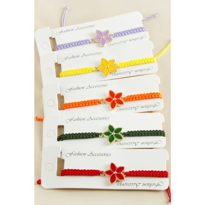  Çiçek Makrome Örgülü Bileklik