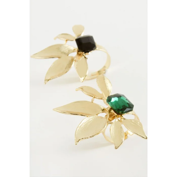 BUĞZ Çiçek Metal Taşlı Yüzük 1 Adet