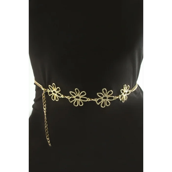 BUĞZ Çiçek Metal Zincir Kemer
