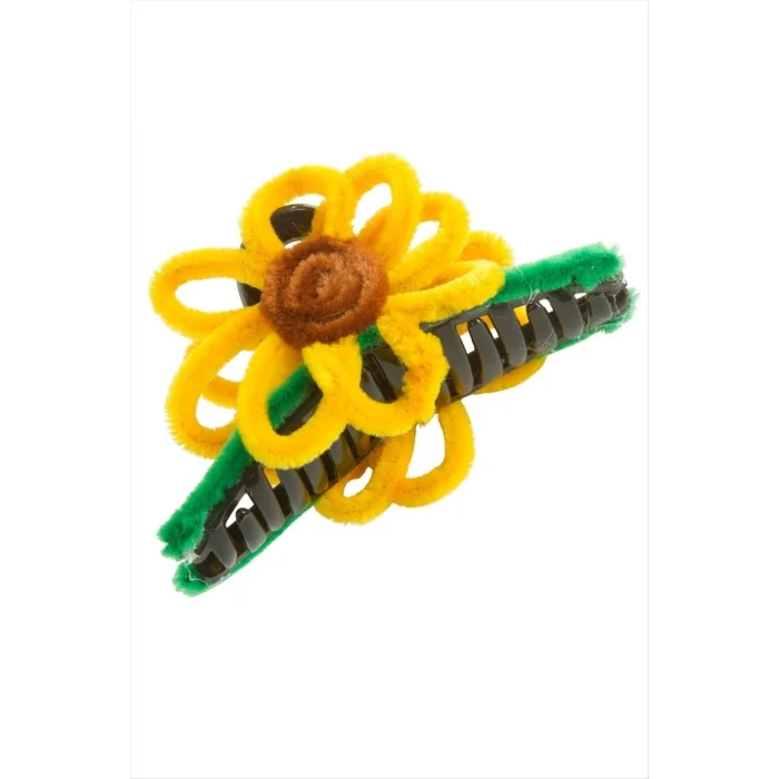 BUĞZ Çiçek Tüylü Mandal Toka 11 cm