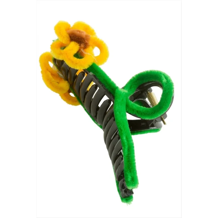BUĞZ Çiçek Tüylü Mandal Toka 11 cm