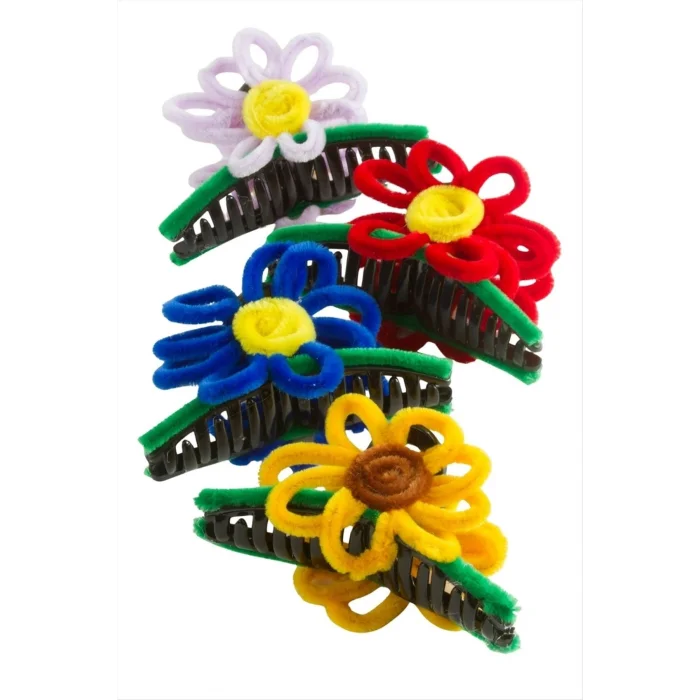 BUĞZ Çiçek Tüylü Mandal Toka 11 cm