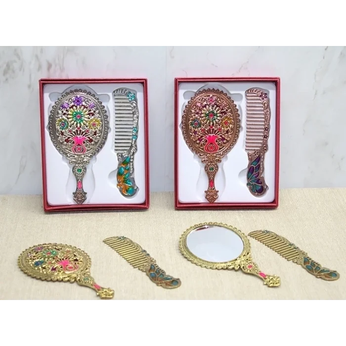 BUĞZ Çiçekli Ayna Ve Tarak Seti Küçük Boy Alk4991
