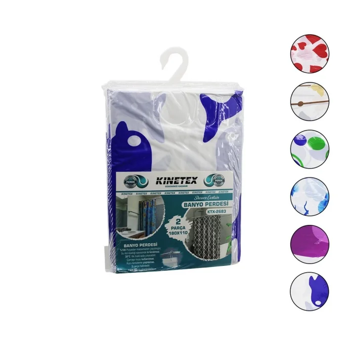 BUĞZ Çif Kanat Polyester Banyo Perdesi 2pcs X 180x110cm - 12 Halkalı Bx40