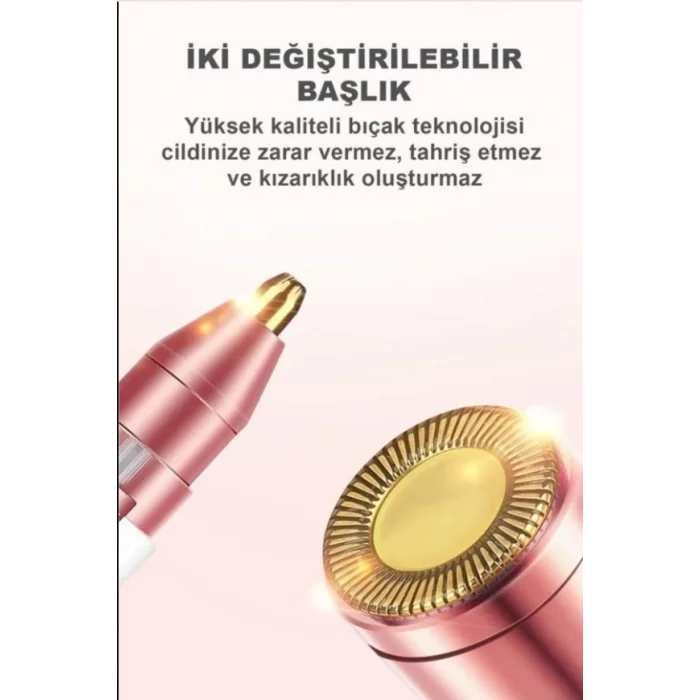 BUĞZ Çift Başlıklı Epilasyon Yüz Çene Işıklı Kıl Tüy Alma Mini Cep Epilasyonu