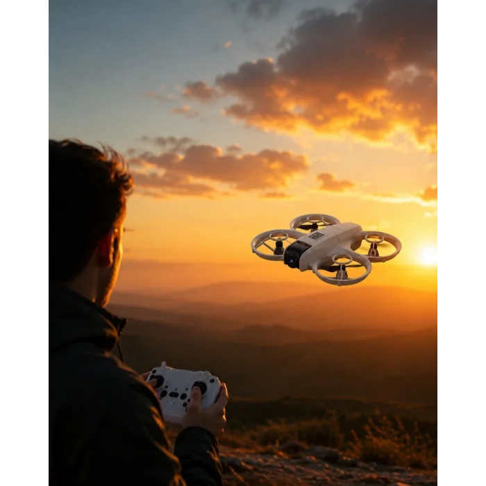 BUĞZ Çift Bataryalı Kameralı Mini Drone Işıklı Akıllı Uçuş Sistemi