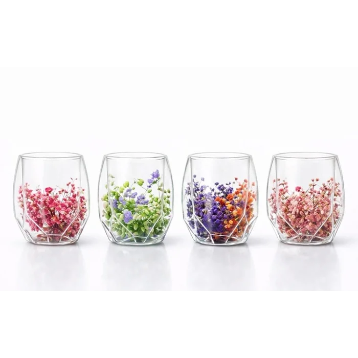 BUĞZ Çift Camlı Çiçekli Bardak Alk4471