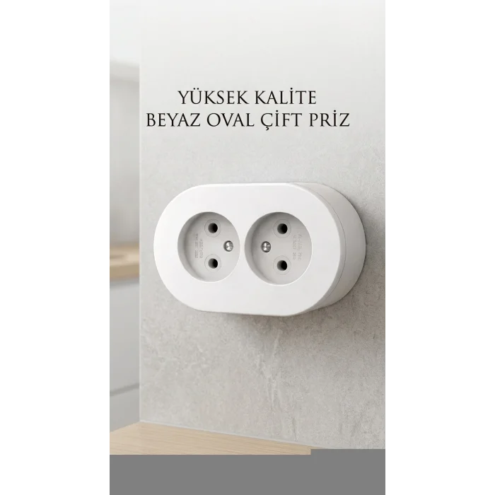 BUĞZ Çift Girişli Beyaz Sıva Üstü Modern Duvar Prizi