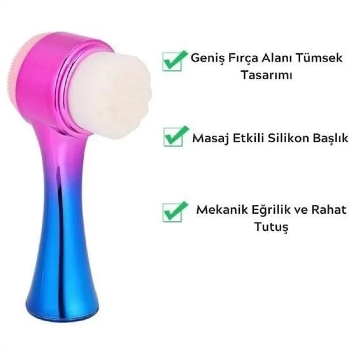  Çift İşlevli Renkli Cilt Yüz Temizleme Fırçası Peeling Masaj Etkili Gözenek Temizleyici Alet