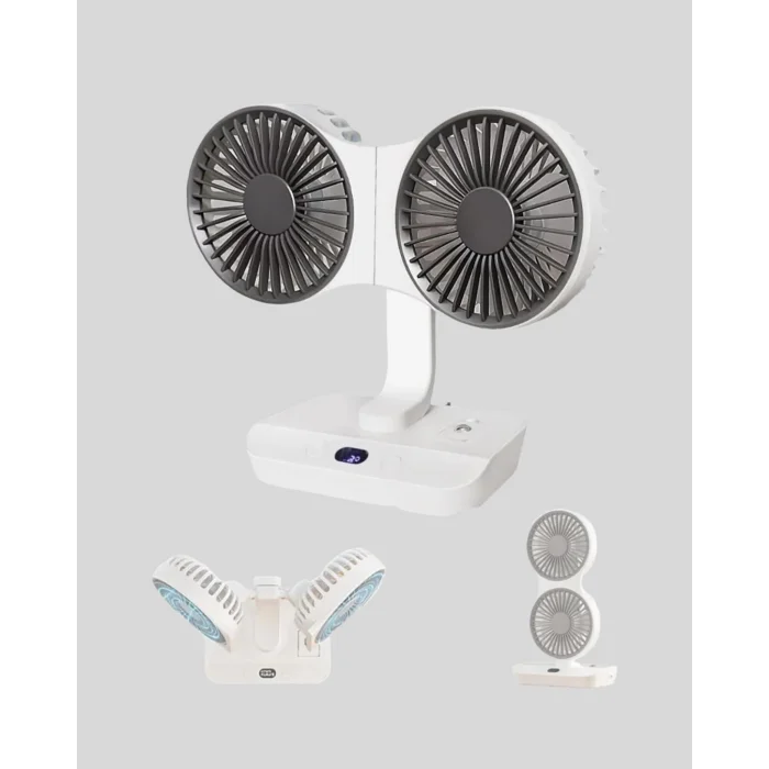  Çift Kafalı Masaüstü ve Duvar Tipi Sessiz USB Şarjlı Fan