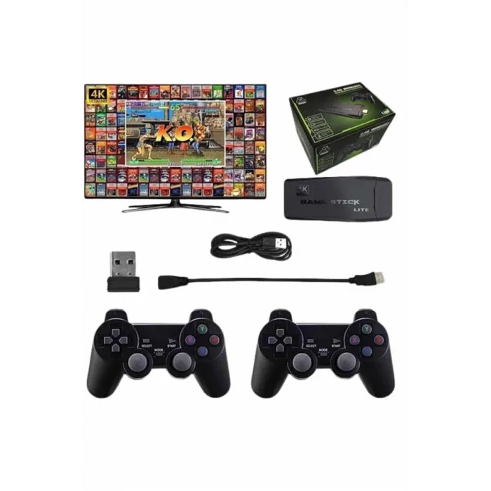  Çift Kollu 2.4g kablosuz Retro 4k Game stick 3500 oyun atari HD Görüntü Kalitesi