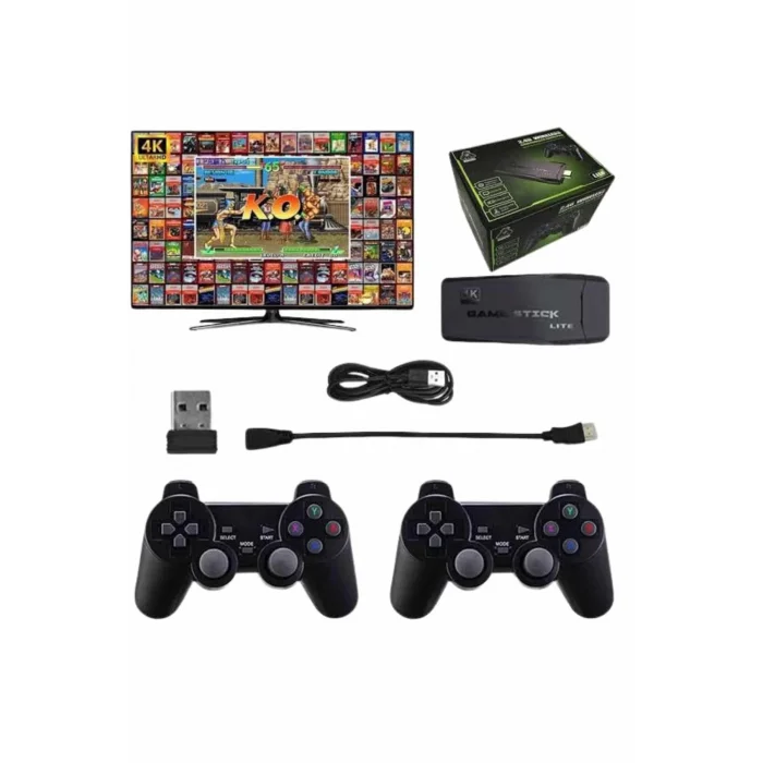  Çift Kollu 2.4g kablosuz Retro 4k Game stick 3500 oyun atari HD Görüntü Kalitesi