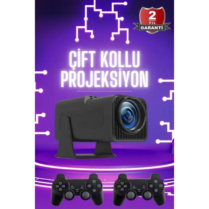 BUĞZ Çift Kollu Projeksiyon Taşınabilir Game Projektör Full Hd 1080P 4k Projeksiyon Gamepad - Lisinya