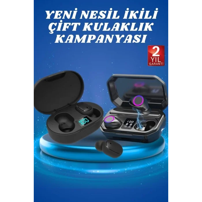 BUĞZ Çift Kulaklık Kampanyası Dokunmatik Kontrol Kulak İçi Yüksek Ses Kaliteli Mikrofonlu - BUĞZ