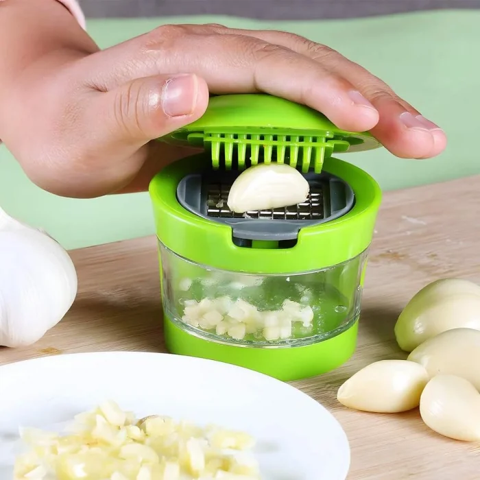 BUĞZ Çıkarılabilir Hazneli Kapaklı Pratik Sarımsak ve Soğan Doğrayıcı – 2 Bıçak Seçenekli Profesyonel