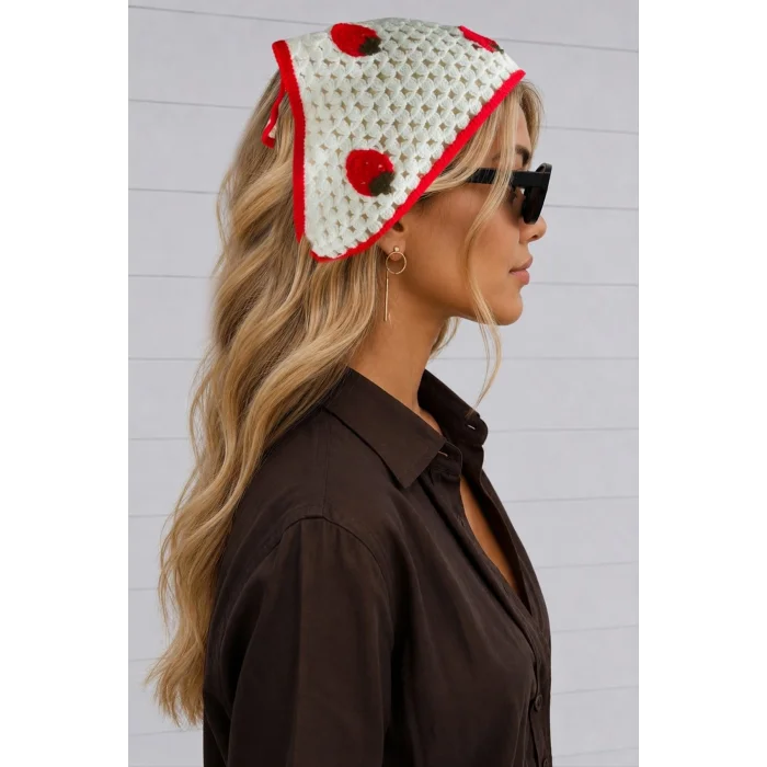 BUĞZ Çilek Örme Bohem Bandana