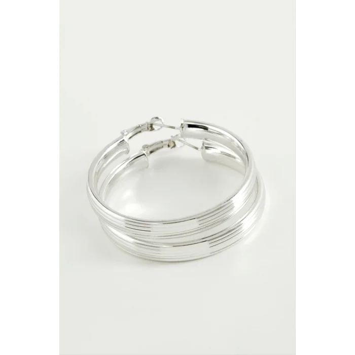  Çizgili Halka Küpe 4,5 cm
