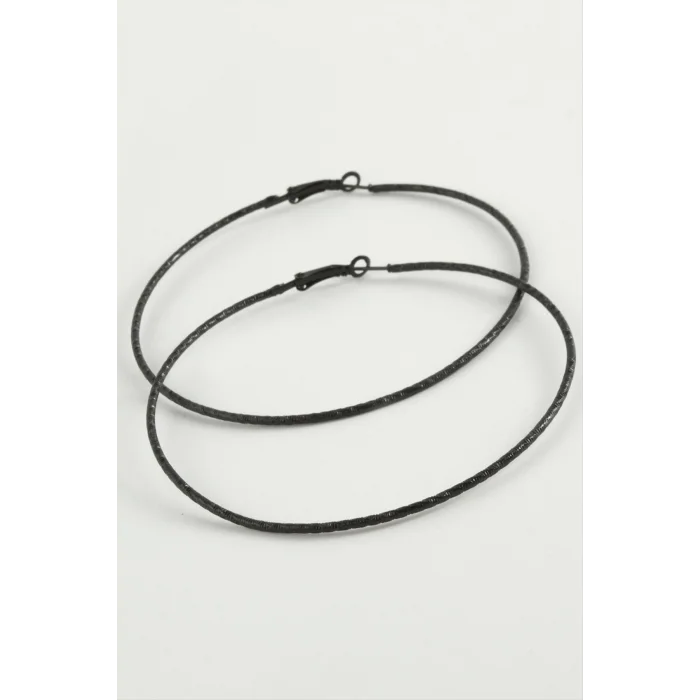 BUĞZ Çizgili Metal Halka Küpe 8-9-10 cm