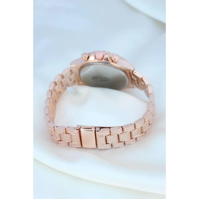 BUĞZ Clariss Trend Rose Metal Kordonlu Zirkon Taş Kaplama Renkli Taşlı Kasa Tasarımlı Lüx Kadın Kol Saati ( BUĞZ )