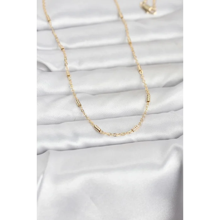 BUĞZ CM 14K Gold Renk Bar Zincir Model 60 cm Kadın Kolye