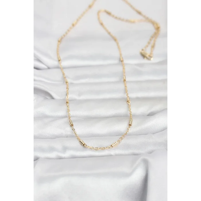 BUĞZ CM 14K Gold Renk Bar Zincir Model 60 cm Kadın Kolye - BUĞZ