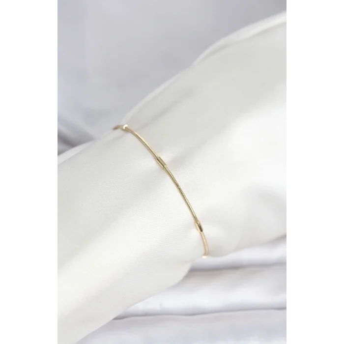 BUĞZ CM 14K Gold Renk Barlı Yılan Zincir Model Kadın Bileklik